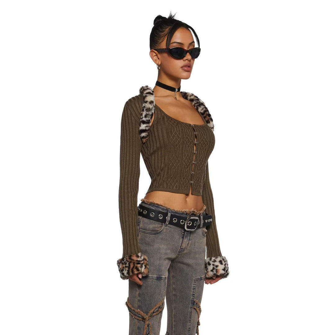Knit dress for women with plunging V-neck and refined button decoration Lune London