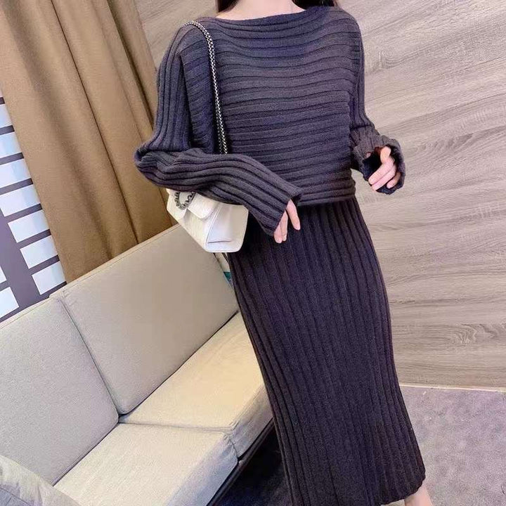Pull en tricot détendu pour femme avec encolure asymétrique et texture côtelée Chic & Stil