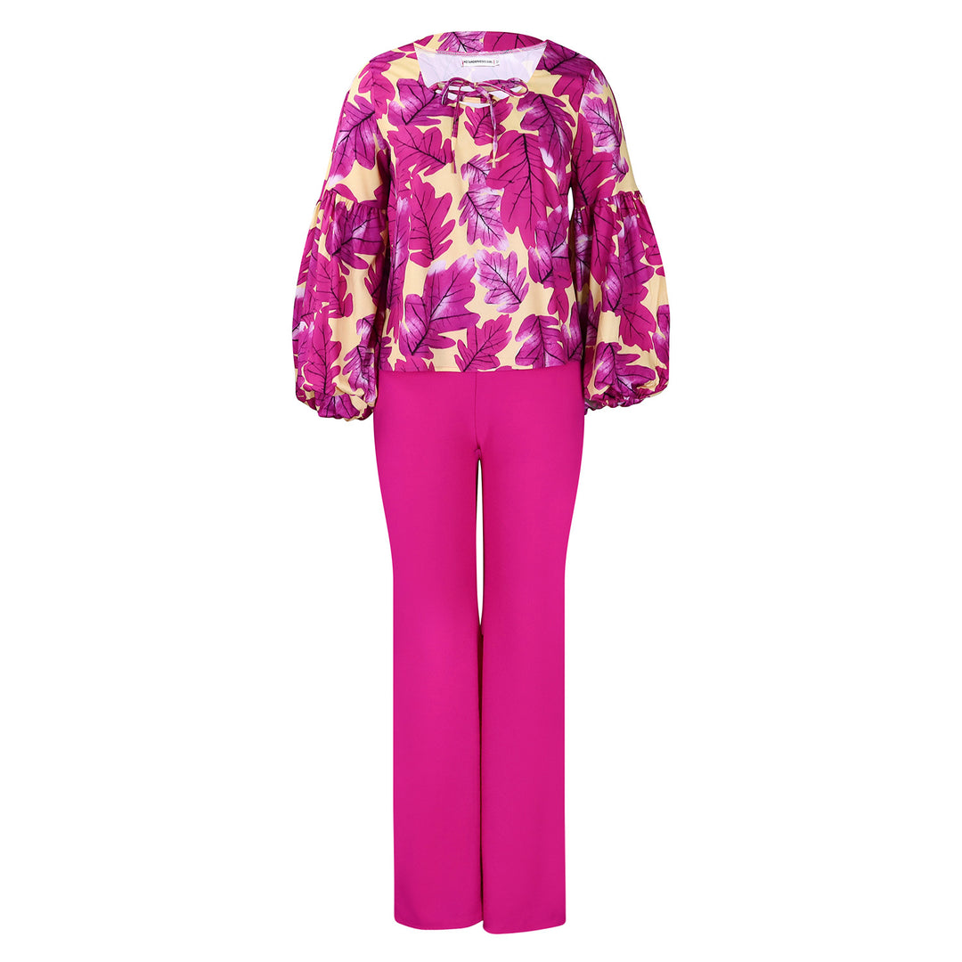 Women Elegant set consisting of a casual blouse with voluminous sleeves and classic pants Lune London