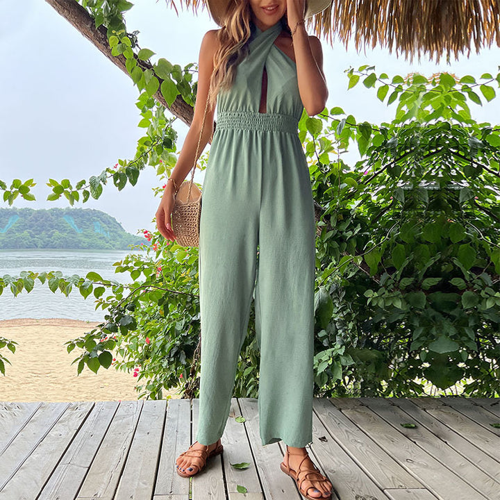 Woman Wide Leg Backless Jumpsuit Lune London