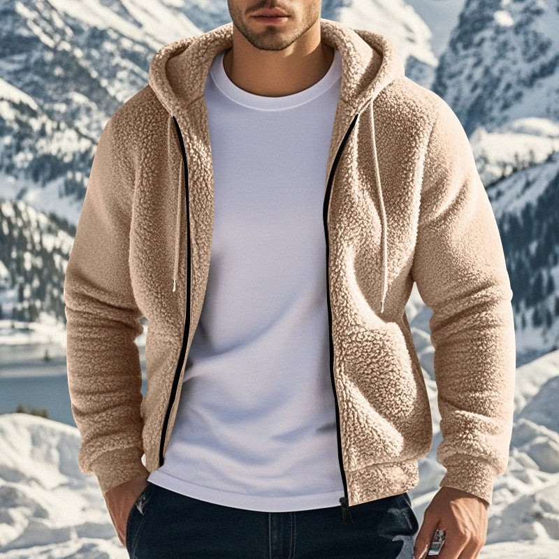 Men's fleece hoodie with zipper and kangaroo pocket Lune London