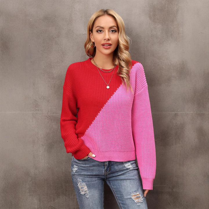 Pull tendance pour femmes avec design à blocs de couleur asymétriques Chic & Stil