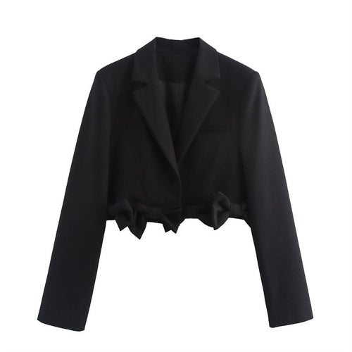 Cropped jacket for women with decorative bow accent Lune London