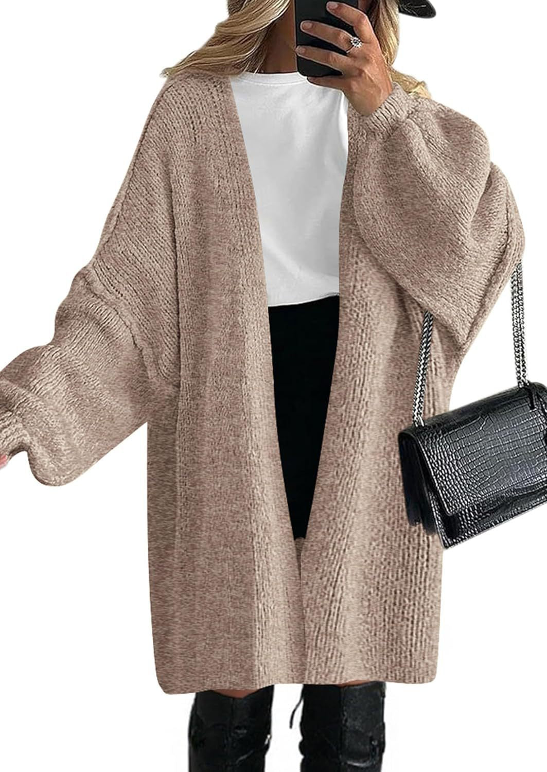 Women Casual Knitted Coat with Deep V-neck and Wide Sleeves Lune London