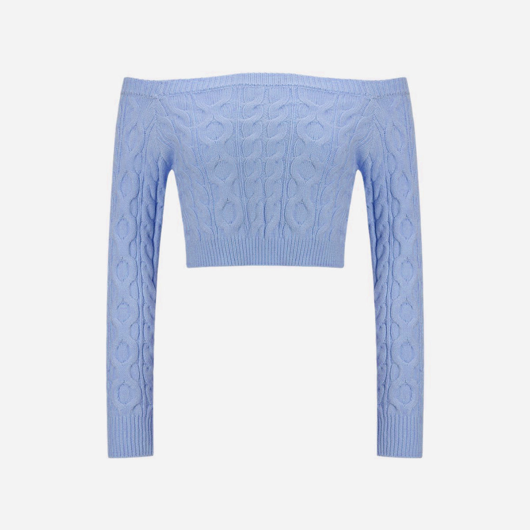 Pull tricot femme à épaules dénudées avec motif en cable Chic & Stil