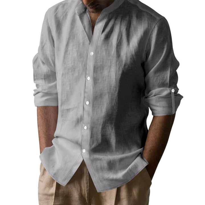 Casual long-sleeve shirt for men with Henley collar in breathable material Lune London