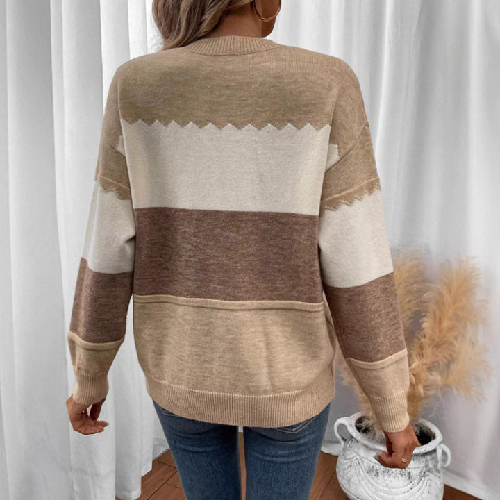 Women's comfortable sweater with a modern blocked stripes design Lune London