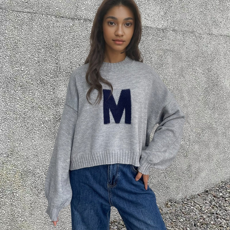 Pull en tricot surdimensionné pour femmes avec design avant unique Chic & Stil