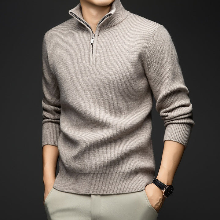 Pull-over zippé élégant pour hommes en laine douce Lune London