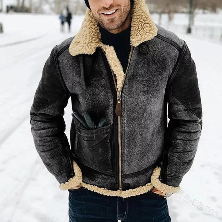 Men's leather jacket with warm lining and practical pockets Lune London