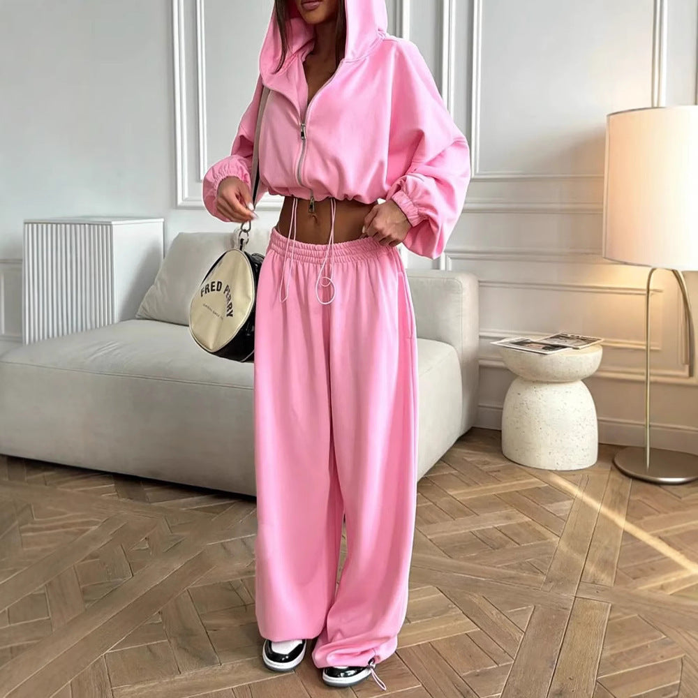 Women's sports set with casual oversized hoodie and wide pants Lune London