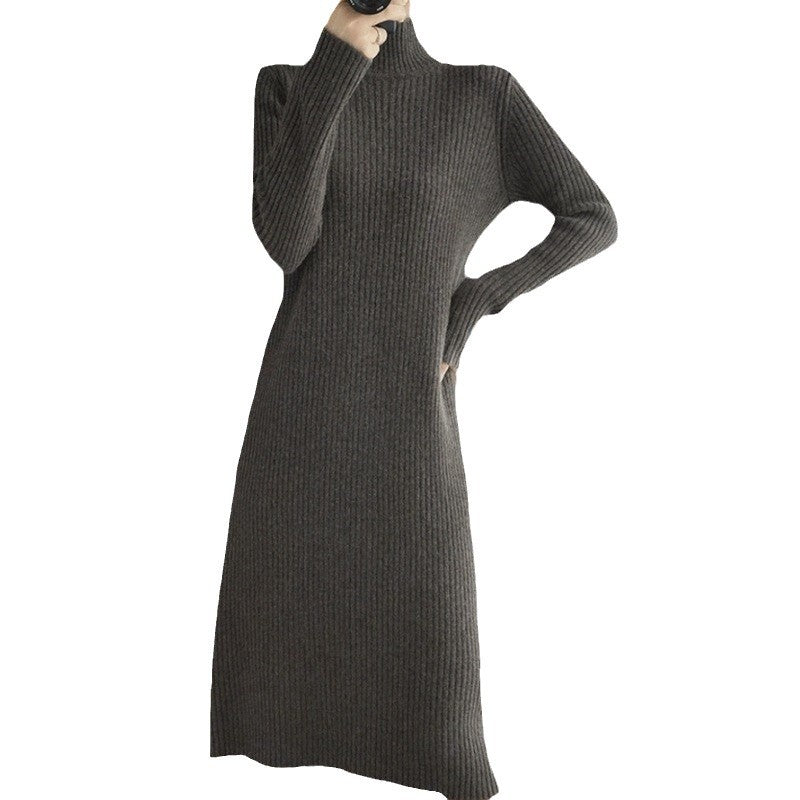 Elegant knit dress for women with high neck and fine ribbed design Lune London