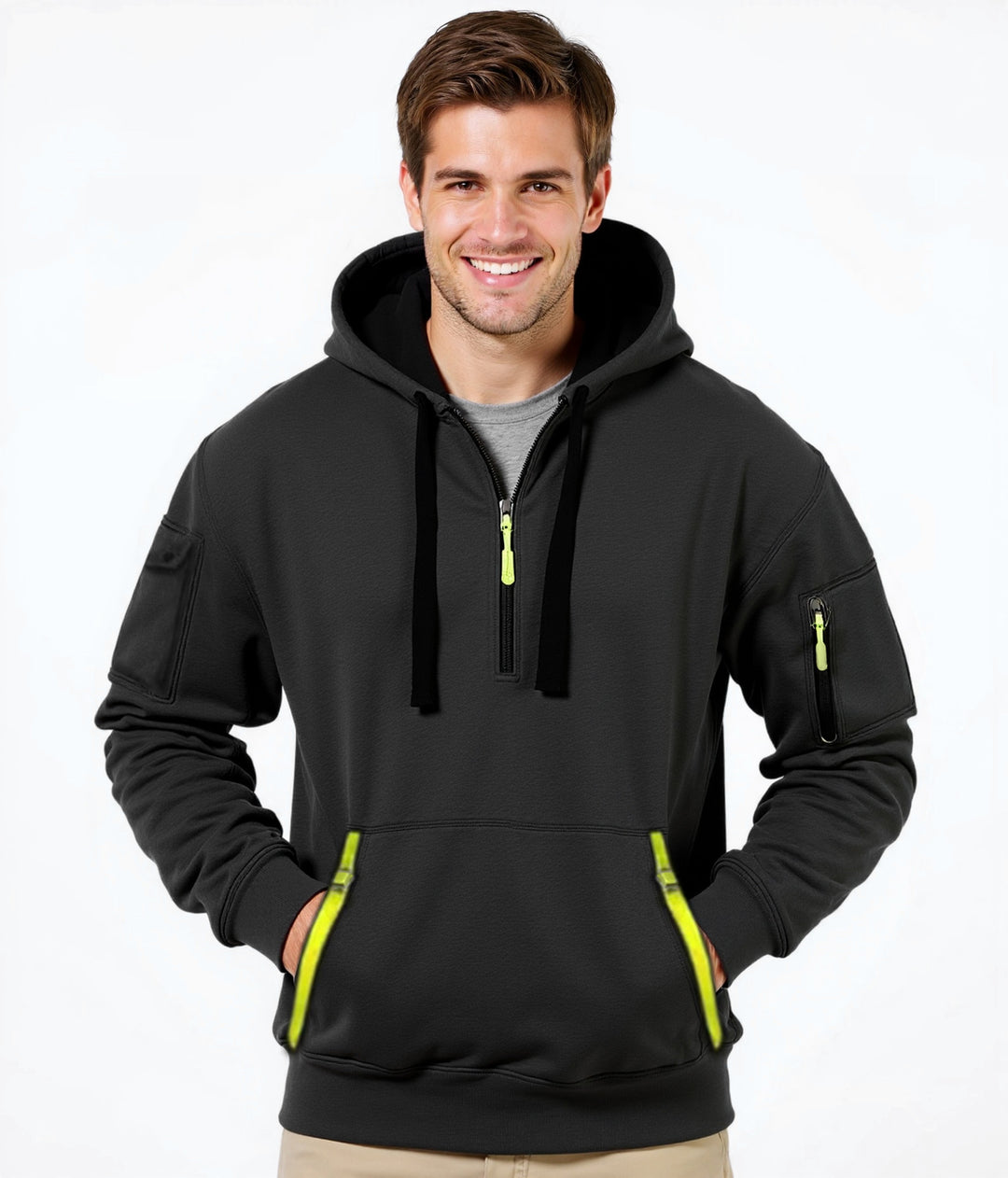 Men's trendy hoodie with versatile pockets and modern zipper Lune London