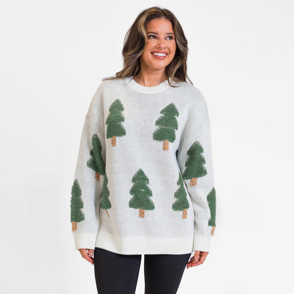Knit sweater for women with an elaborate tree design Lune London