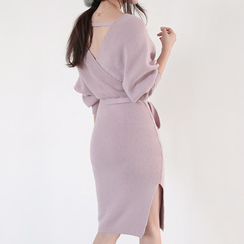 Robe portefeuille pour femmes en tricot doux Chic & Stil