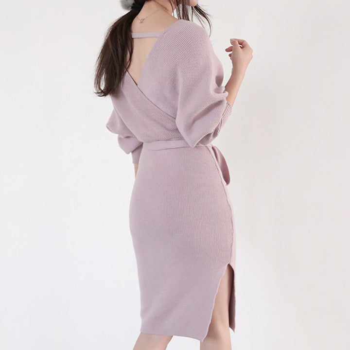 Robe portefeuille pour femmes en tricot doux Chic & Stil