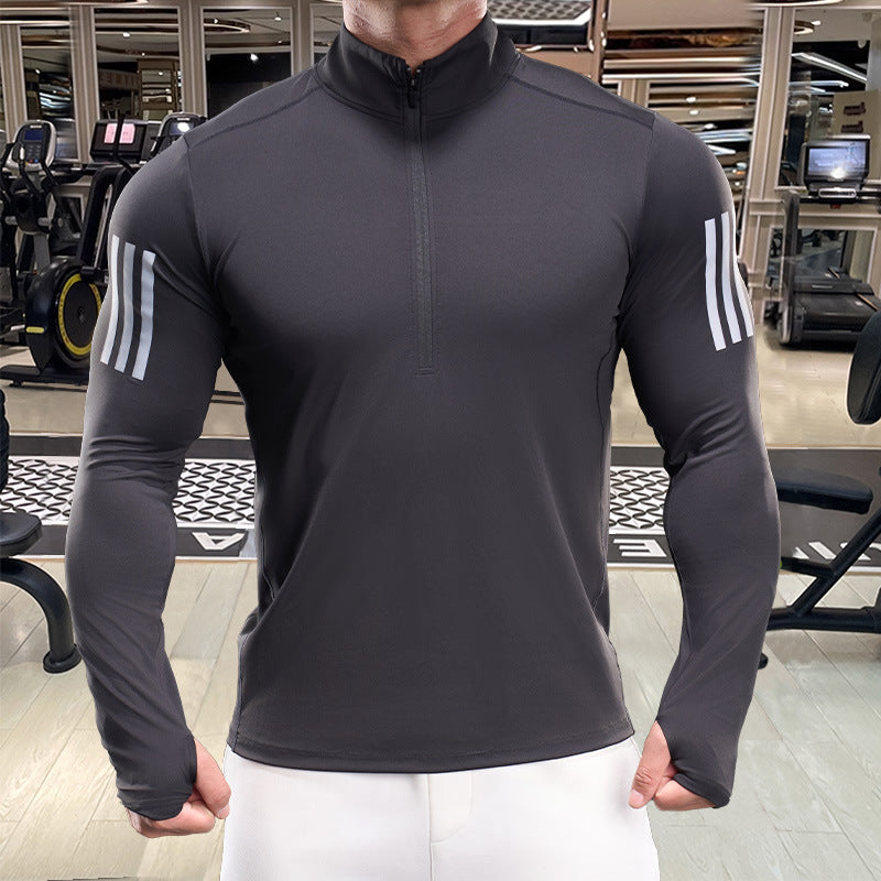 Men's Breathable Fitness Top with Short Zip Lune London