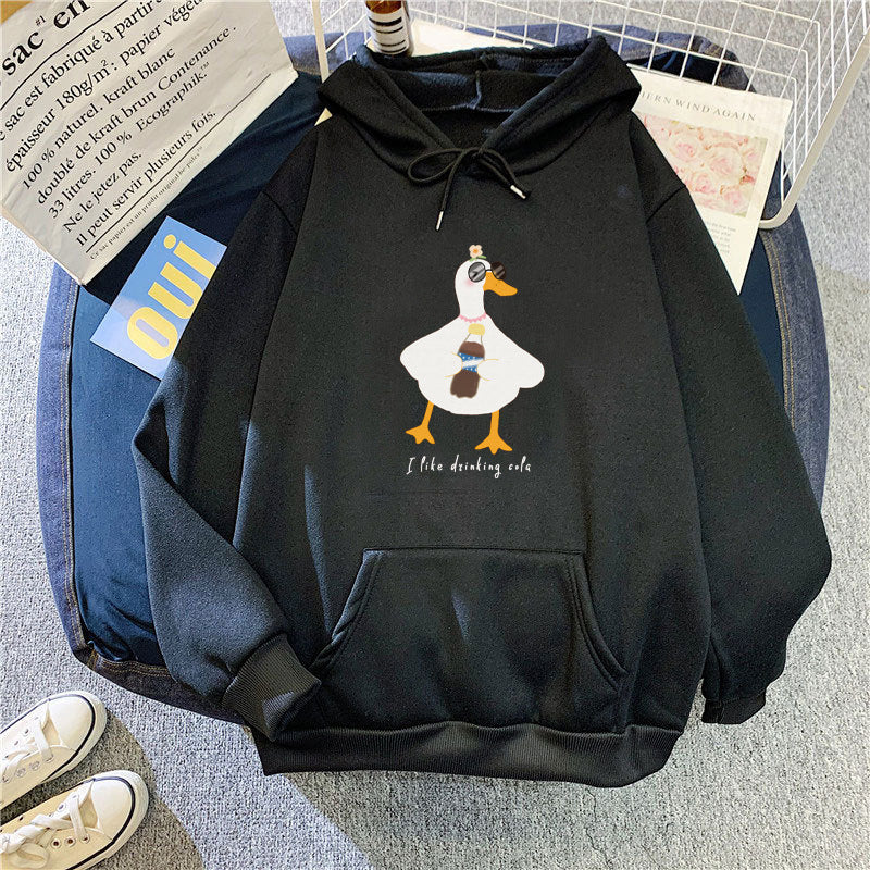 Women's hooded sweatshirt with creative duck design Chic & Stil
