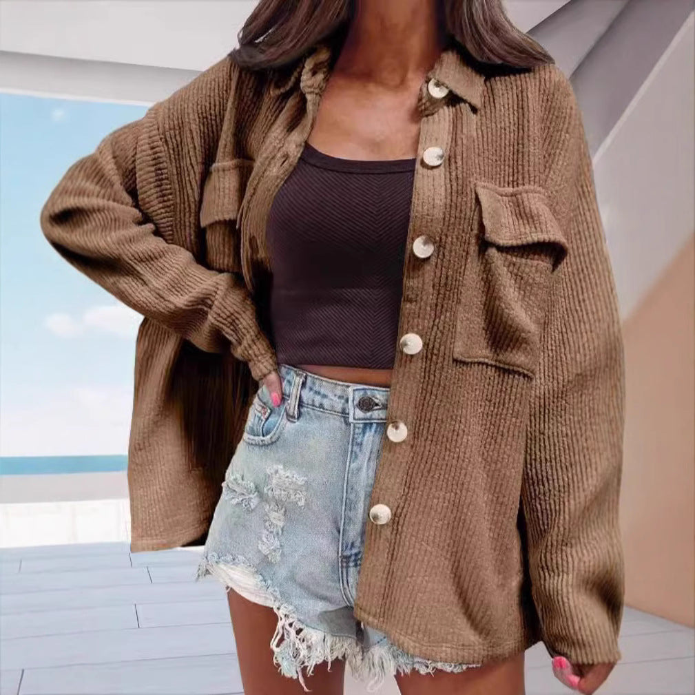 Lune London | Women's casual oversized shirt blouse with textured design and practical pockets