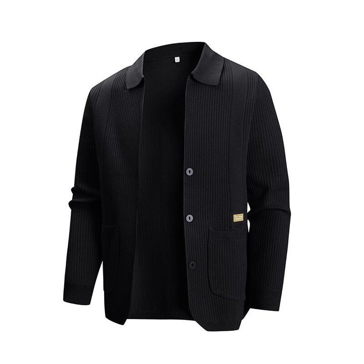 Men's knit jacket with a modern ribbed pattern and practical pockets Lune London