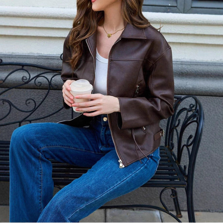 Trendy faux leather jacket for women with a relaxed fit Lune London