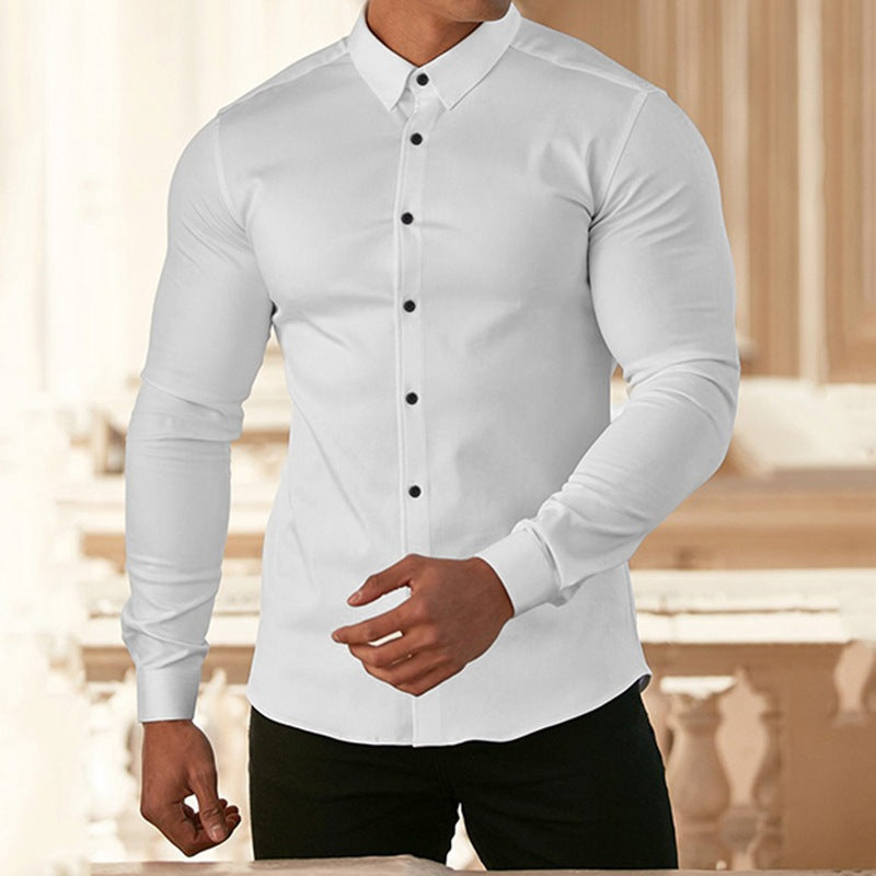 Men's long sleeve sports shirt with textured fabric and modern fit Lune London