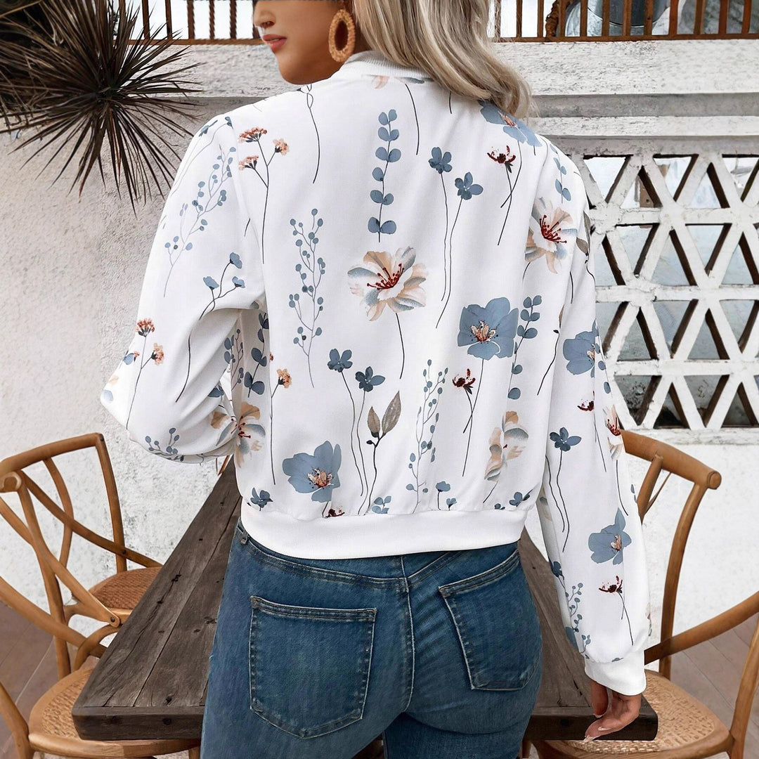 Women's bomber jacket with floral design and elastic cuffs Lune London
