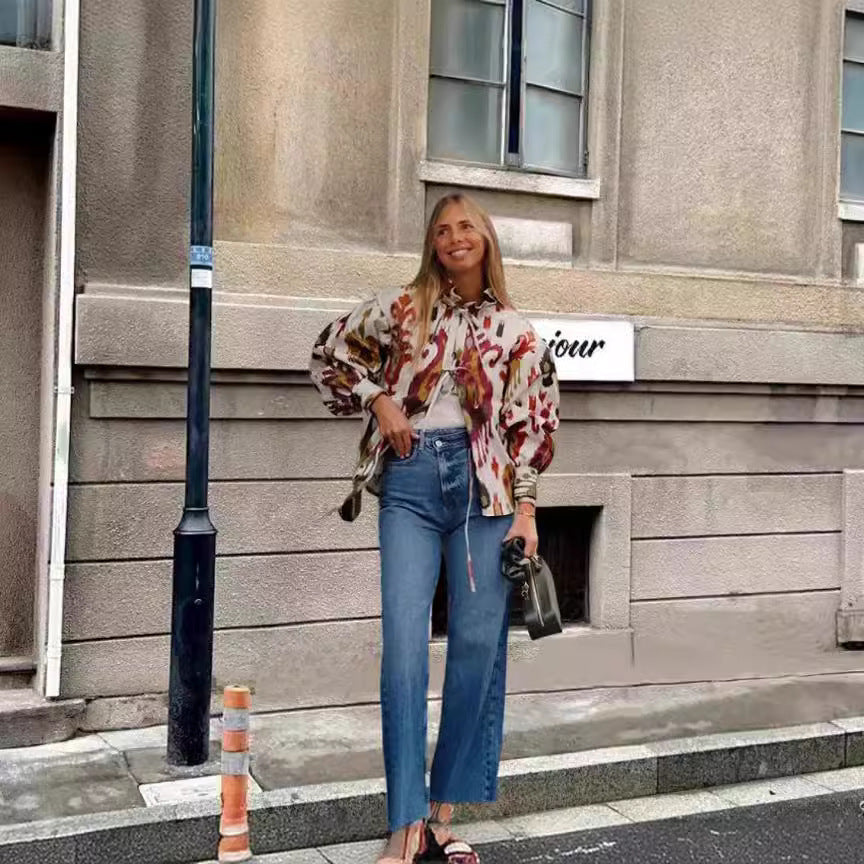 Women fashionable half-sleeve blouse with voluminous sleeves Lune London
