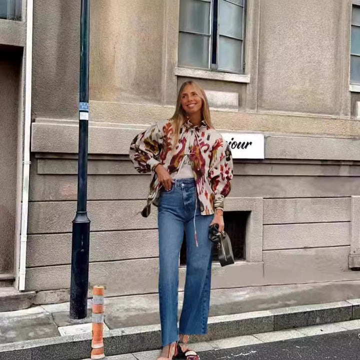 Women fashionable half-sleeve blouse with voluminous sleeves Lune London