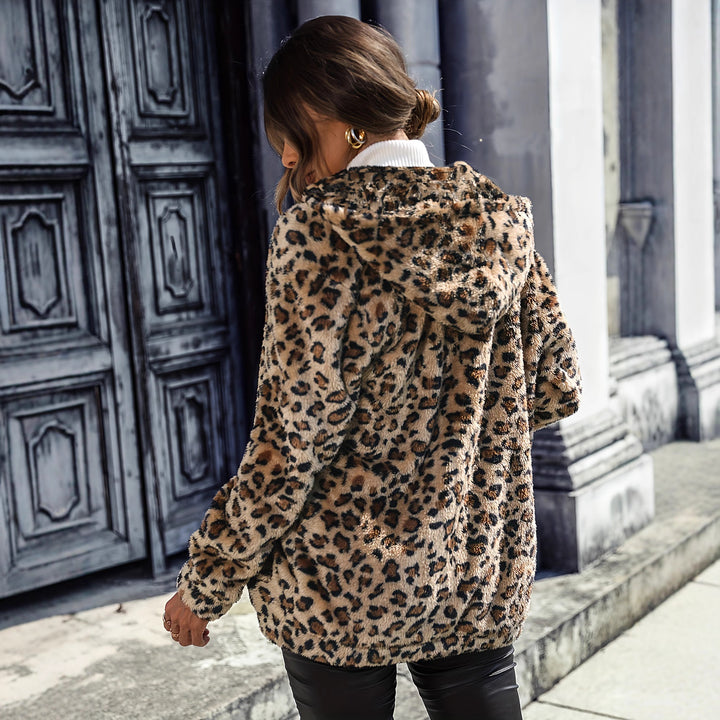 Veste en polaire pour femmes avec motif léopard et fermeture éclair pratique Chic & Stil