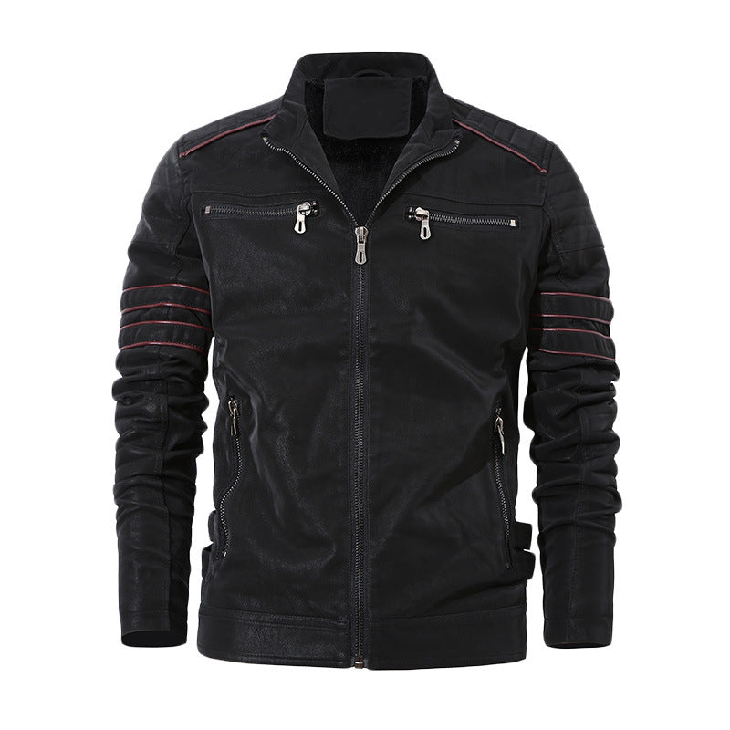 Men's sporty leather jacket with padded inner lining Lune London
