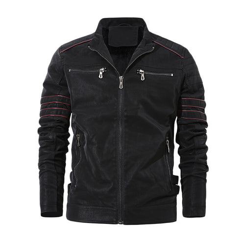 Men's sporty leather jacket with padded inner lining Lune London