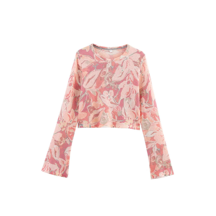 Haut court décontracté pour femmes avec motif floral et grandes manches Chic & Stil