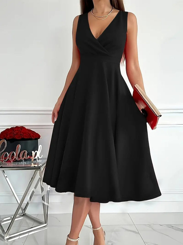 Lune London | Solid Color Tank Dress Asymmetric Neckline Dress