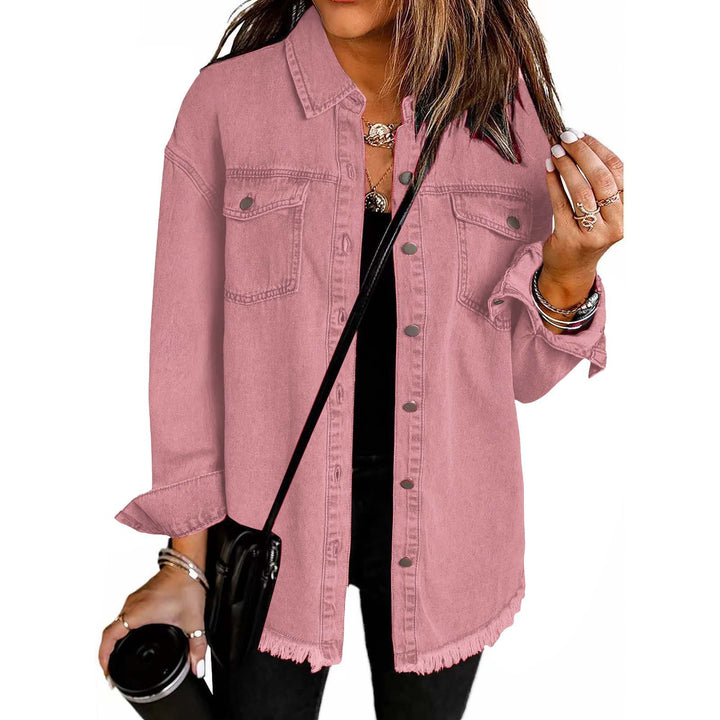 Casual denim shirt for women with frayed edges and convenient chest pockets Lune London