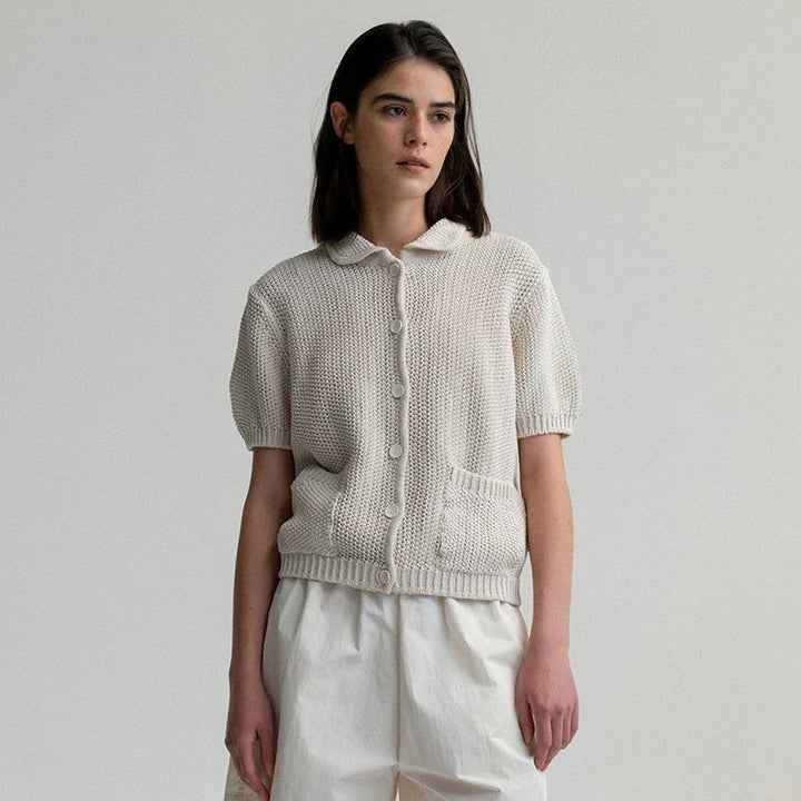 Casual knit jacket for women with a fine texture and practical pockets Lune London