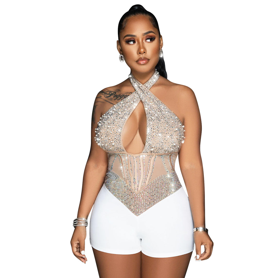 Women Sparkling Body with Chic Collar