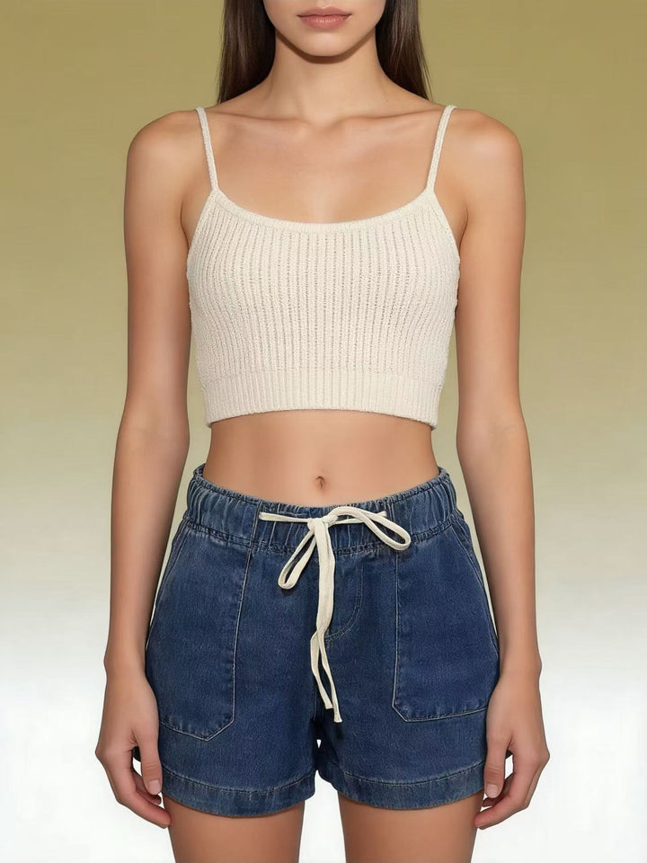 Women's Casual Denim Shorts with Elastic Waistband Lune London