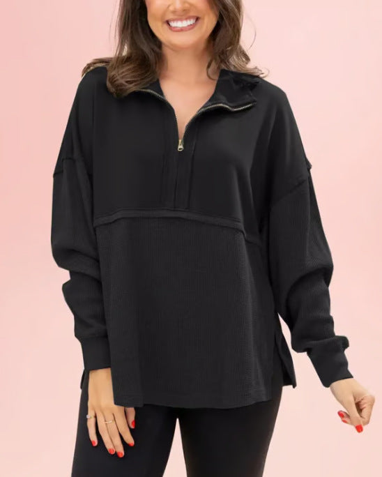 Pull décontracté pour femmes avec fermeture éclair et coupe décontractée Chic & Stil