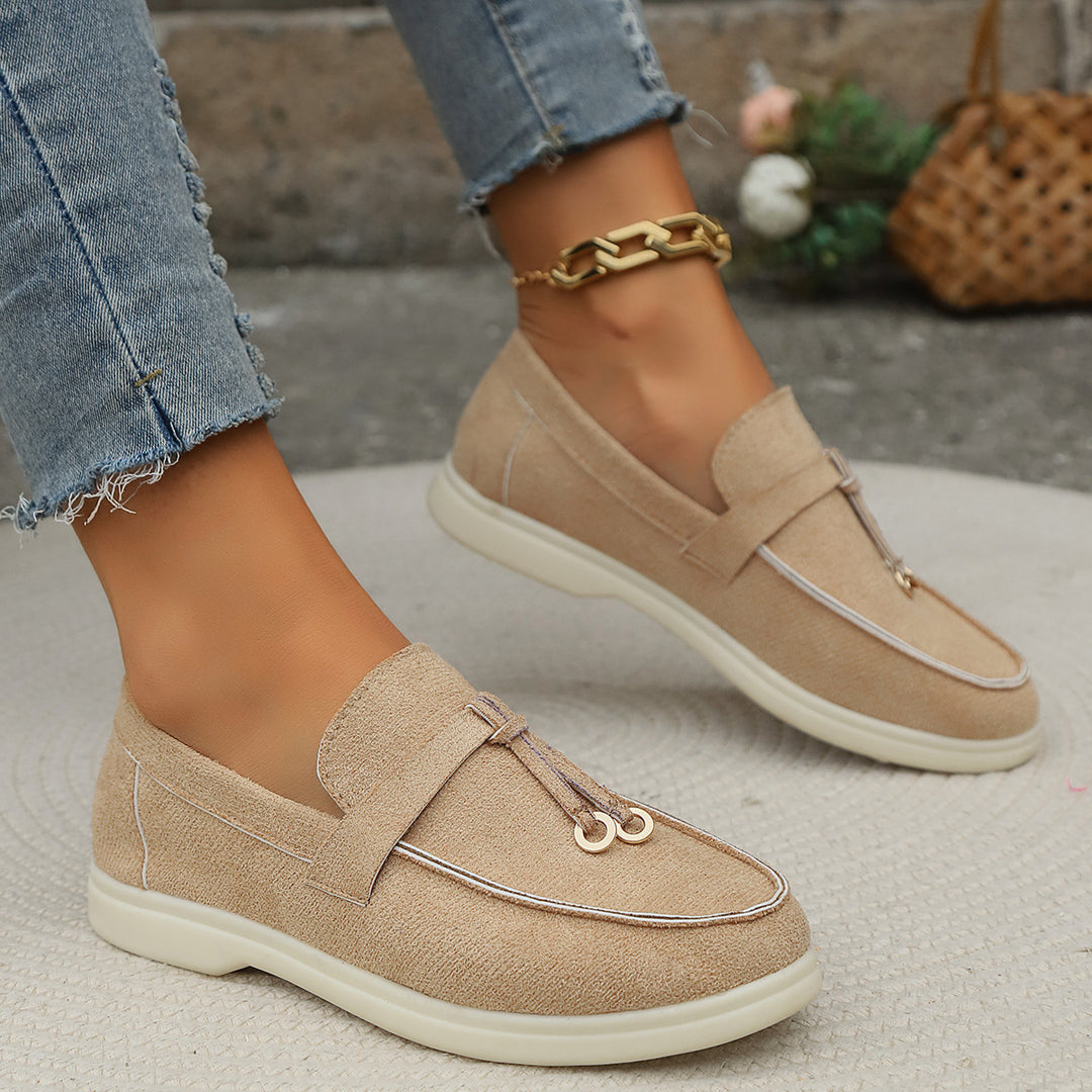 Lune London trendy women's loafers with gold accents