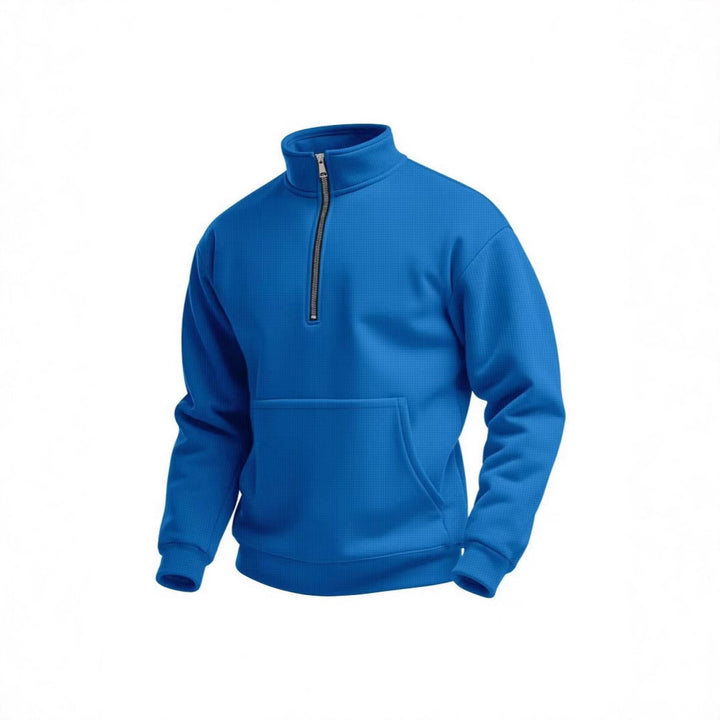 Men's fleece sweater with short zip and front pocket Lune London