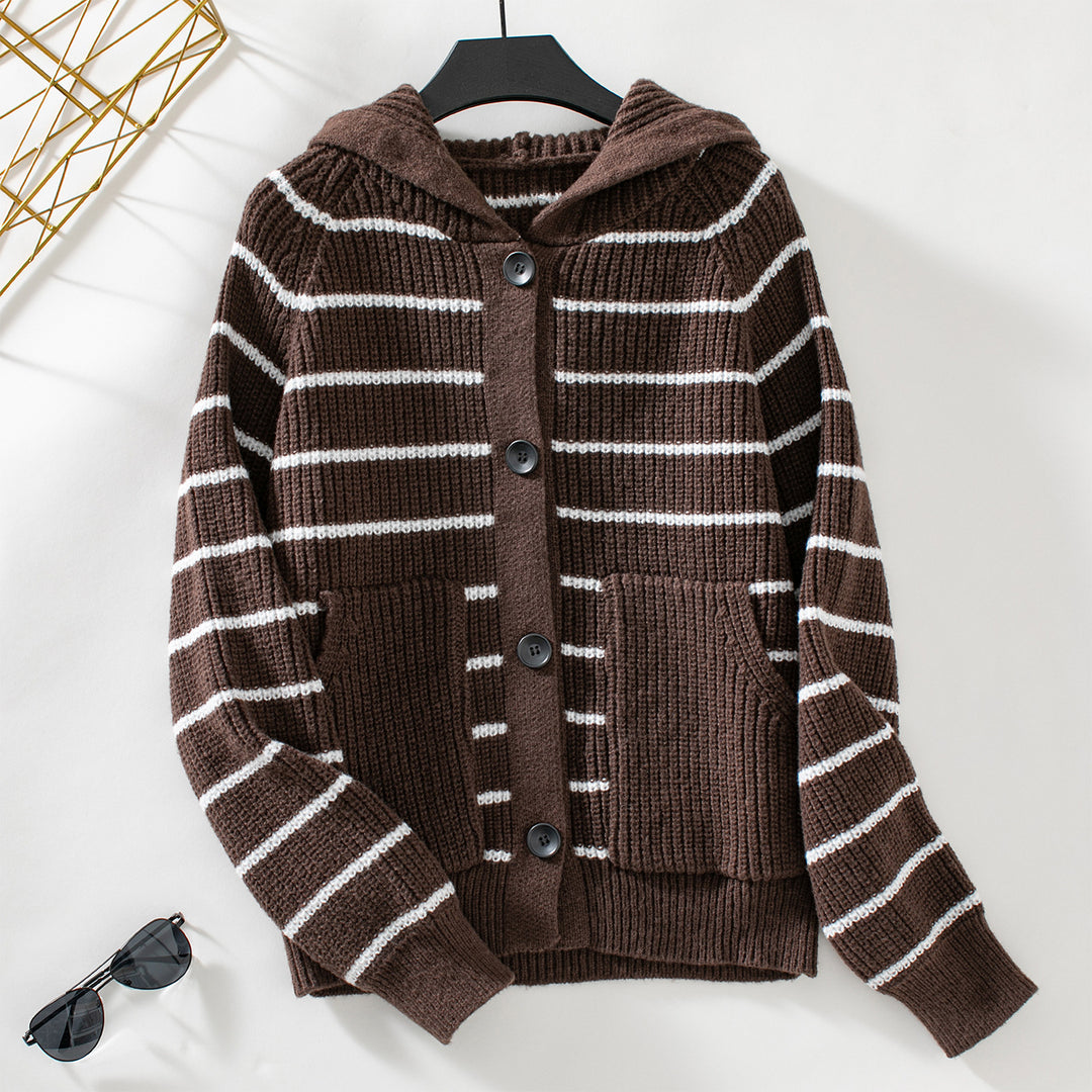 Striped jacket for women with hood and pockets Lune London