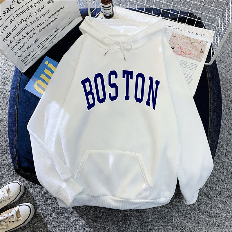 Women's hoodie with classic Boston print Chic & Stil