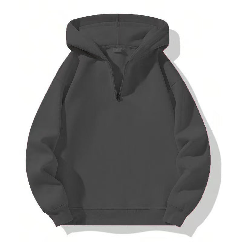 Women Fleece Hooded Pullover with Short Zip Opening Lune London