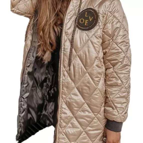 Lady quilted jacket with removable hood and side pockets Lune London