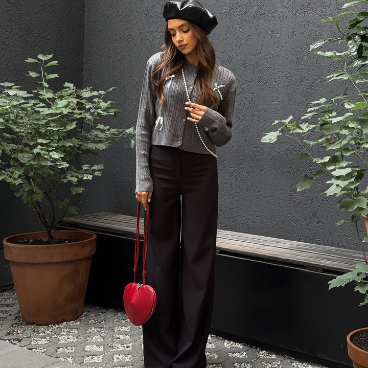 Cropped knit jacket for women with elegant ruffles and trendy details Lune London