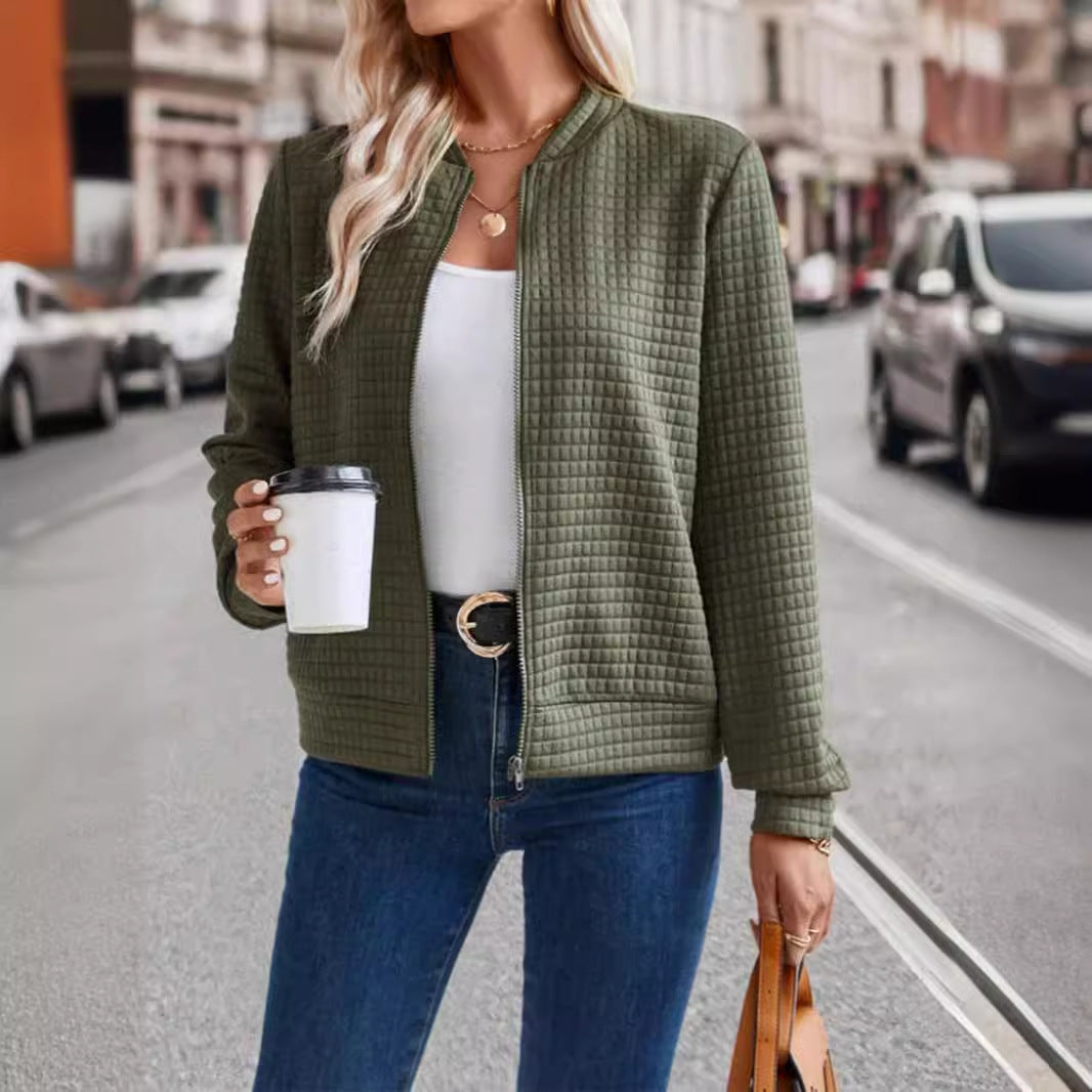Ladies quilted leisure jacket with high collar and zipper Lune London