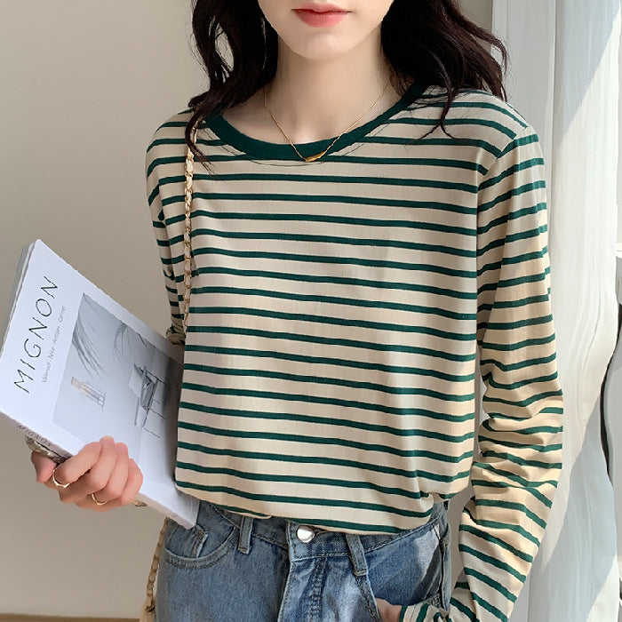 Women's long sleeve shirt with a nautical striped pattern and casual fit Chic & Stil