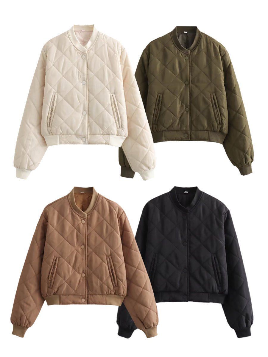 Ladies quilted transition jacket with modern cut and practical pockets Lune London