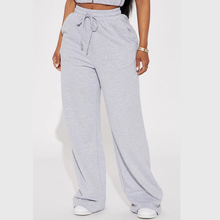 Women's wide sweatpants with elastic waistband and drawstring Chic & Stil